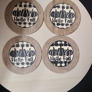 Rustic Fall Wooden Coasters - Set of 4